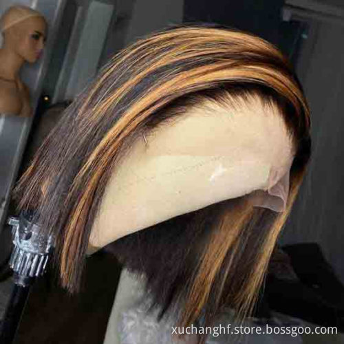 Ombre wig human hair 13*4 lace frontal bob wigs P1B/27 short length straight human hair wig 8 inch to 14 inch